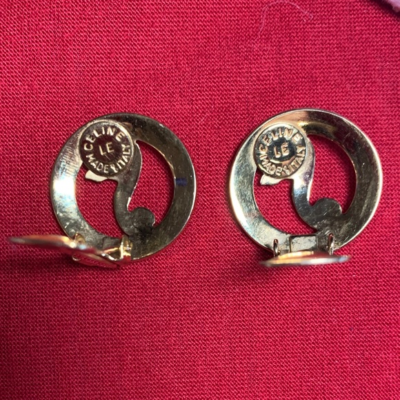 Vintage Celine Gold Clipon Earrings - Picture 2 of 5